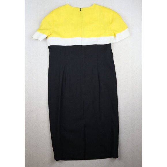 VINTAGE 80s WOMEN'S YELLOW & BLACK COLORBLOCK SHEATH DRESS VIA SANT ANDREA - 8P - Picture 6 of 8